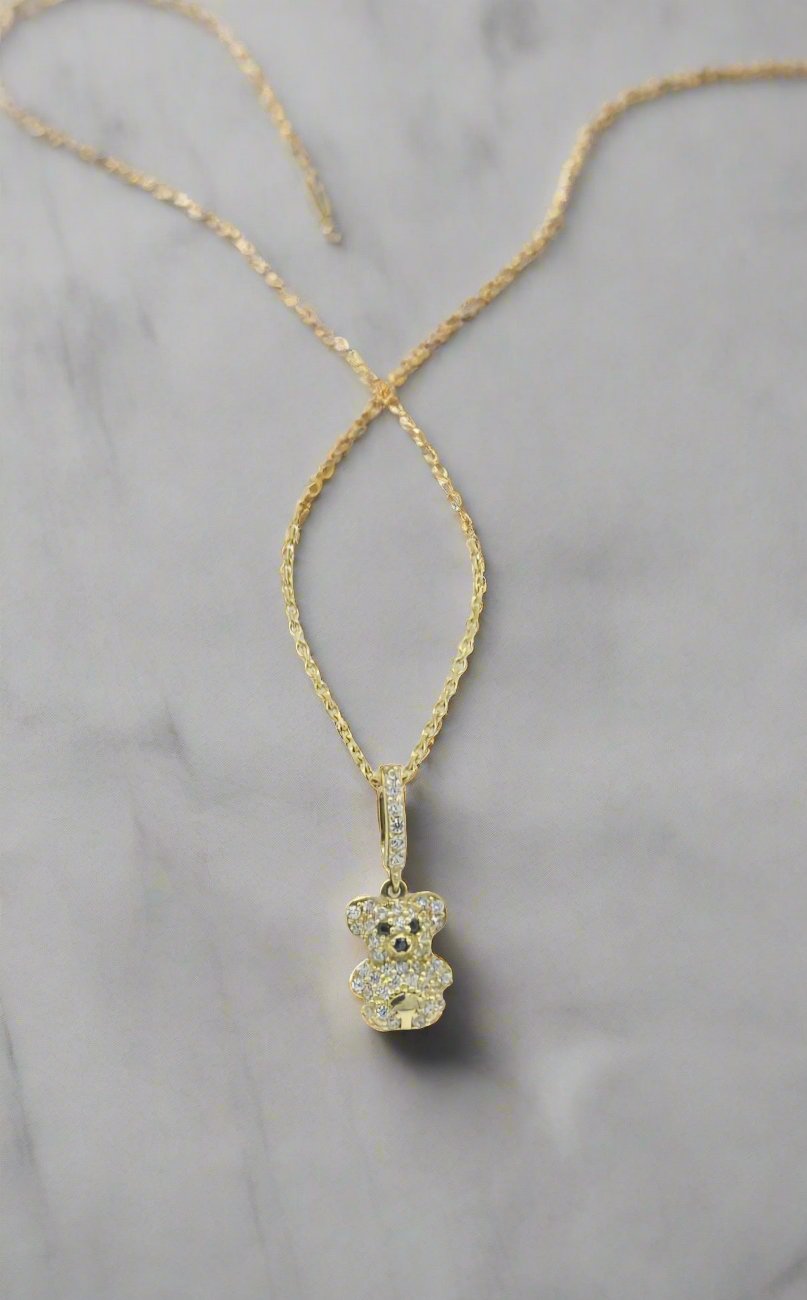 Teddy Bear Pendant with Chain Necklace